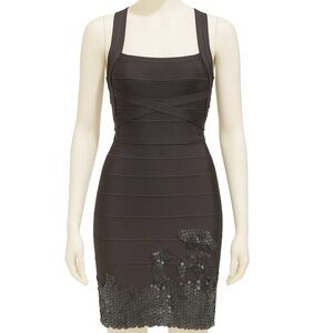 Chic Black Bandage Dress with Sequin Detail